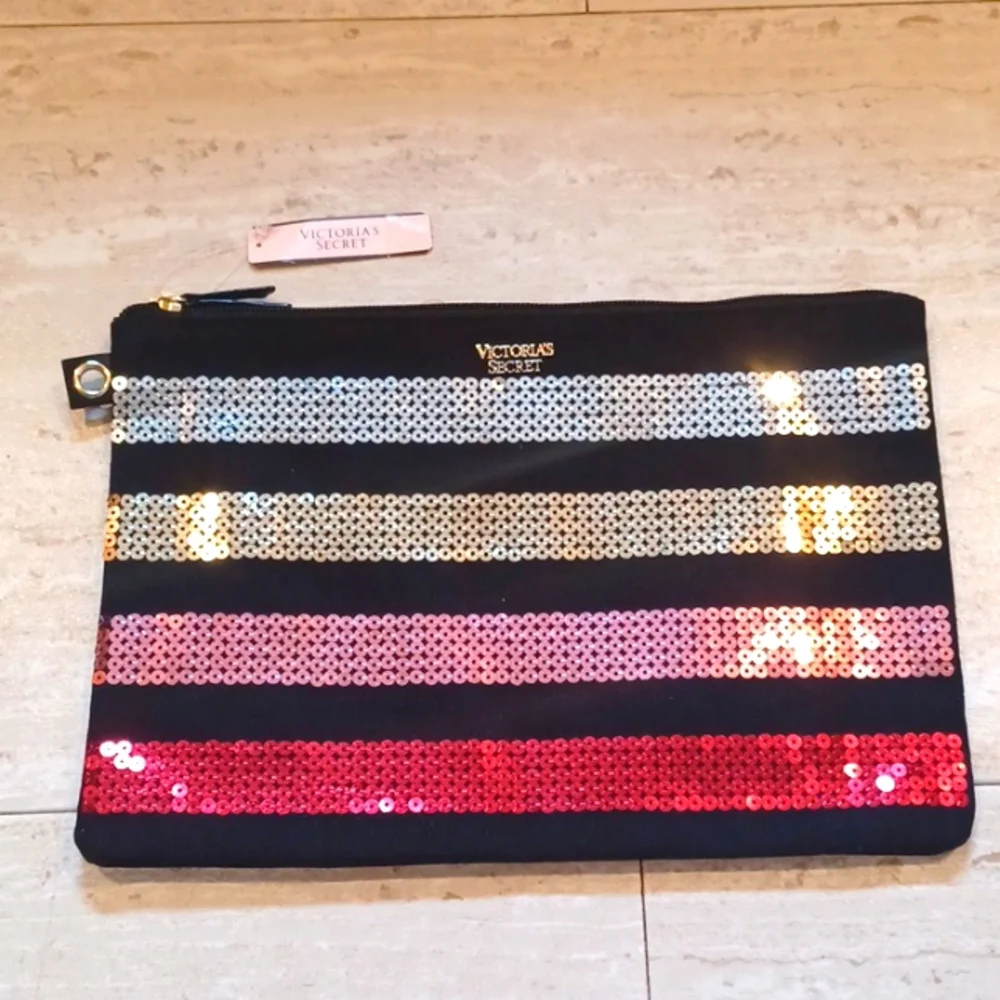 New Victoria's Secret Multi-Colored Sequin Travel Zipper Clutch/Pouch